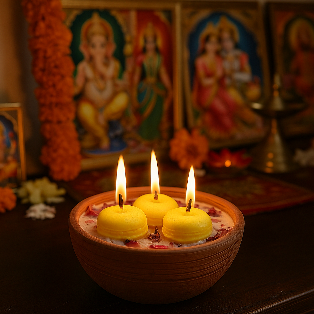 Sugandh Saaz – Terracotta Bowl Scented Soy Candle with Jasmine, Saffron & Camphor