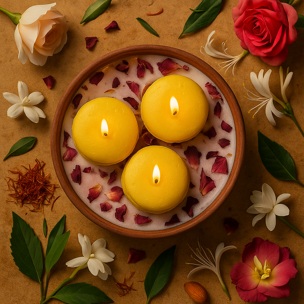Sugandh Saaz – Terracotta Bowl Scented Soy Candle with Jasmine, Saffron & Camphor