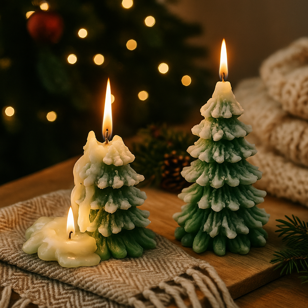 Snowy Pine Trio – Colored Flame Christmas Candles | Handcrafted Scented Pine Tree Candles by | Christmas Home Décor Gift | Lume & Co.™