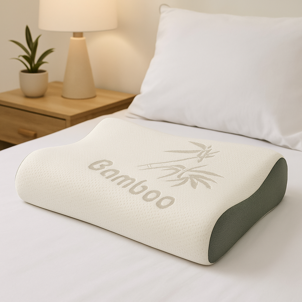 Bamboo Contour Memory Foam Pillow for Neck & Shoulder Pain Relief | Orthopedic Cervical Support | Breathable & Hypoallergenic