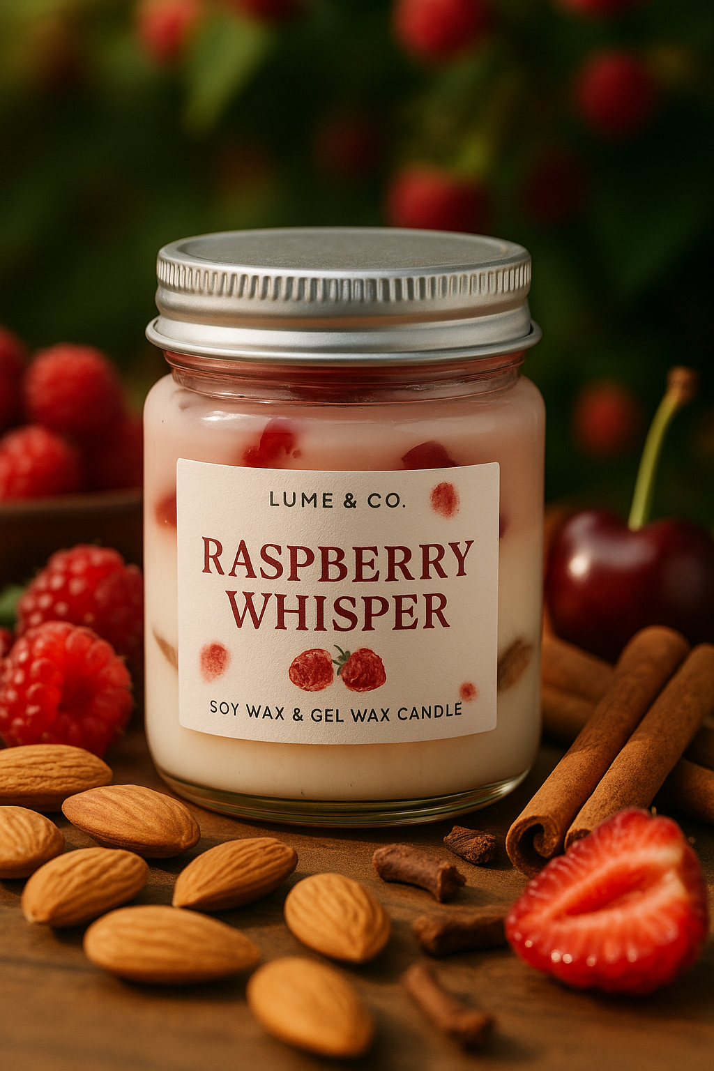 Raspberry Whisper – Scented Soy & Gel Wax Candle