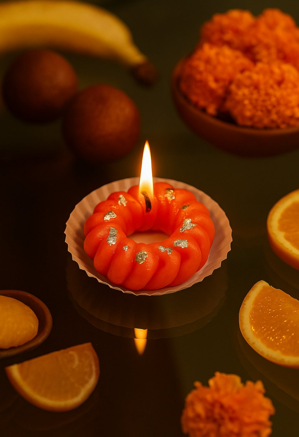 Imarti Scented Candle – Indian Festive Sweet Aroma | Handcrafted Mini Dessert Candle | 30+ Min Burn