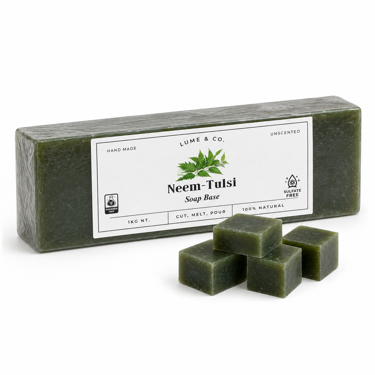 Neem Tulsi Soap Base 1kg by Lume & Co. | melt-and-pour soap making base, product image 2 of 4