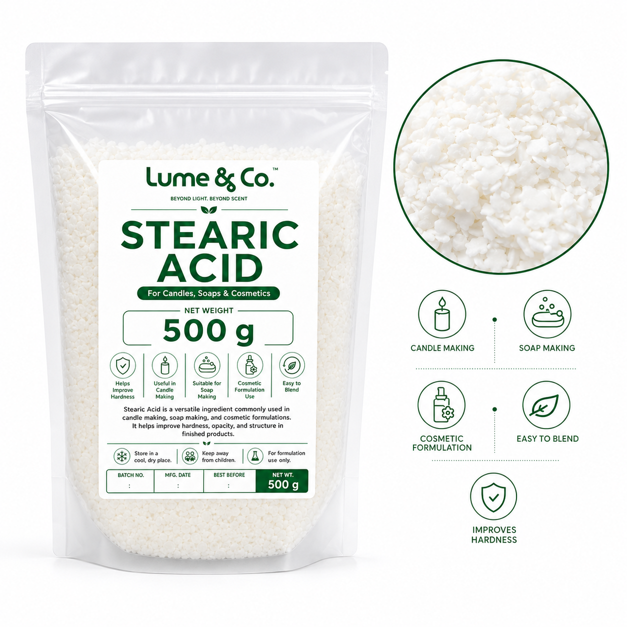 Stearic Acid 500g for Candles, Soaps & Cosmetics