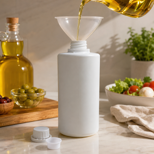1 Litre HDPE Plastic Bottle with Inner Plug & Cap – Food Grade, White