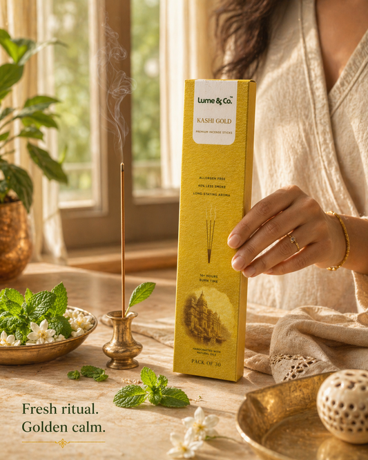 Kashi Gold Incense Sticks – Sacred Floral Scent Inspired by Varanasi Ghats | Premium Long-Burn Agarbatti – 30 Pack