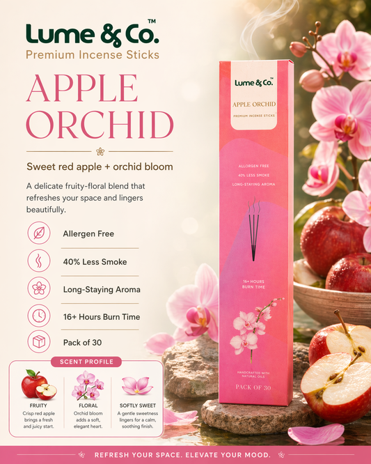 Apple Orchid Incense Sticks - Pack of 30 | Premium Scent for Home | Pack of 30 | Lume & Co.