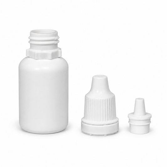 15ml HDPE Dropper Bottles with Plug & Cap – White, Food Grade Plastic | For oil, color, liquid storage