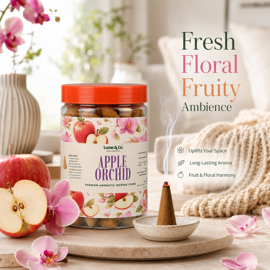 Apple Orchid Dhoop Cones Jar | Fruity Floral Incense Cones for Pooja, Meditation & Home Fragrance | Lume & Co.