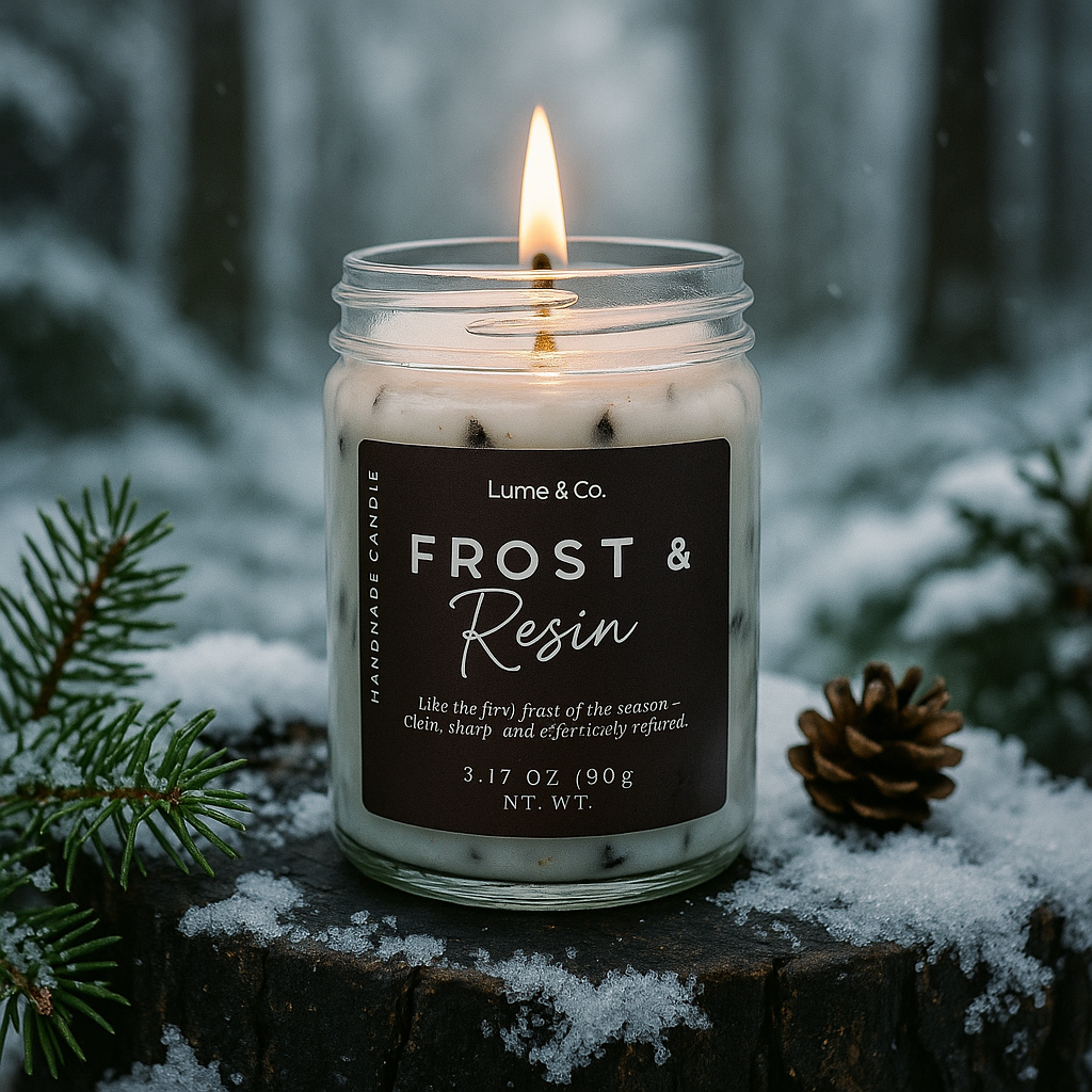 Frost & Resin – Luxury Soy Candle | Winter Woods & Amber Resin Blend | Handcrafted