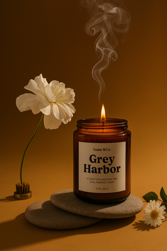 Grey Harbor Jar Candle 90g by Lume & Co. | decorative candle, product image 2 of 3