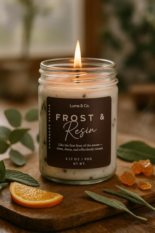 Frost & Resin – Luxury Soy Candle | Winter Woods & Amber Resin Blend | Handcrafted
