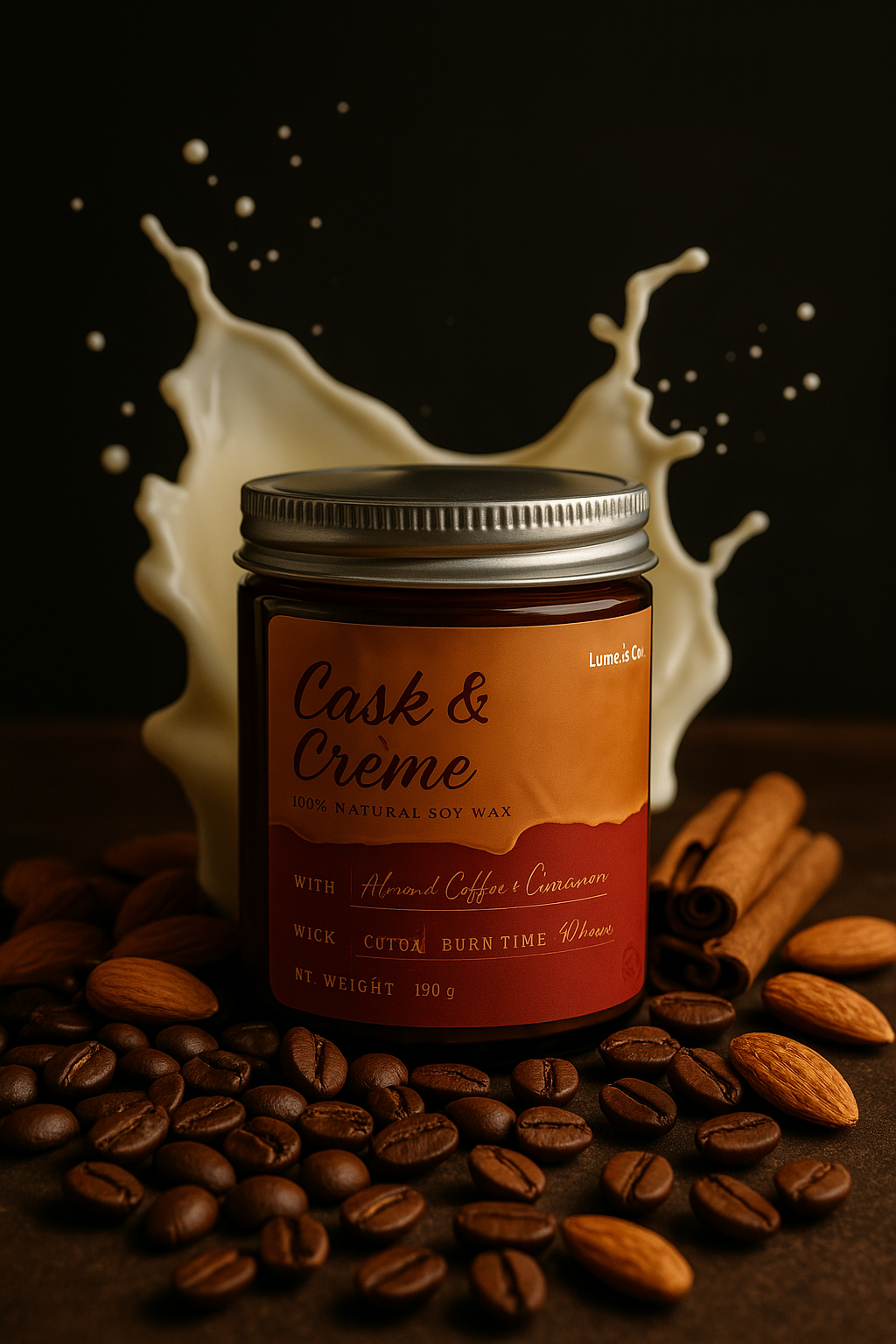 Cask & Creme - Coffee & Almond Signature Soy Candle by Lume & Co. | decorative candle