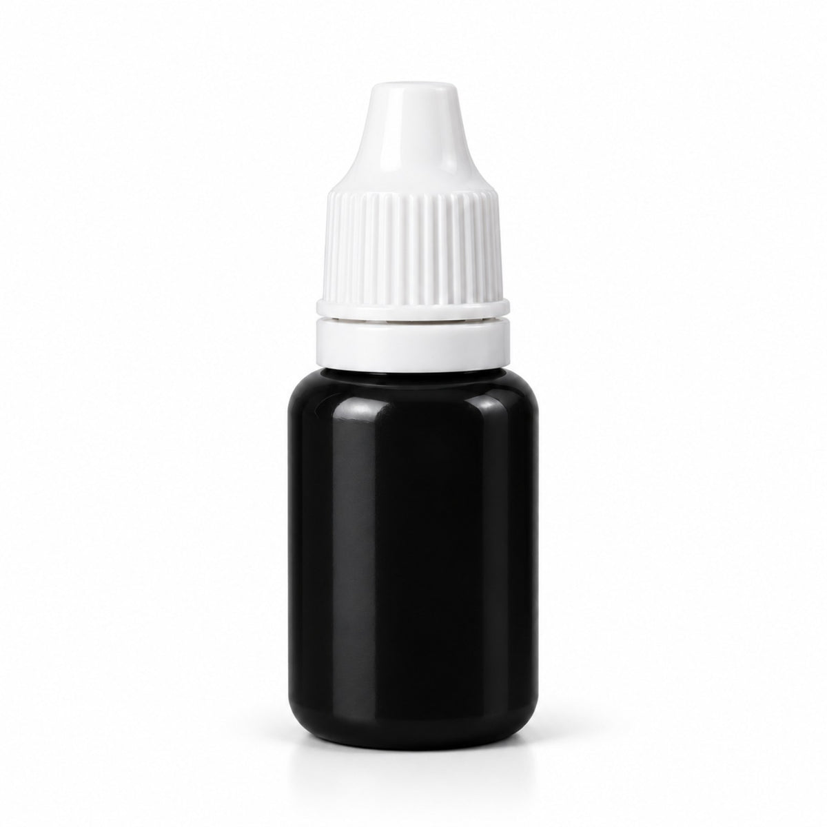 Black liquid candle colour 15 ml sample bottle, Lume & Co., white background