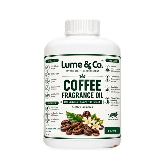 Lume & Co Coffee Fragrance Oil 1 litre white bottle, 100% free from alcohol label