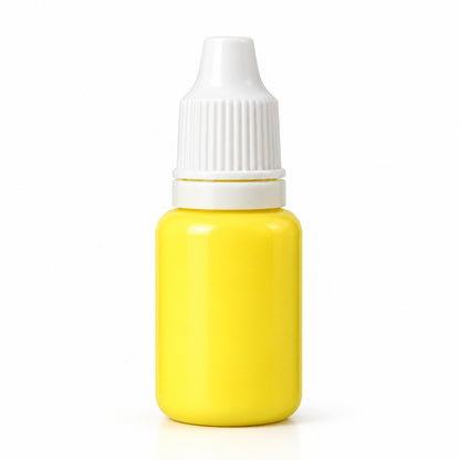Yellow liquid candle colour 15 ml sample bottle, Lume & Co., white background