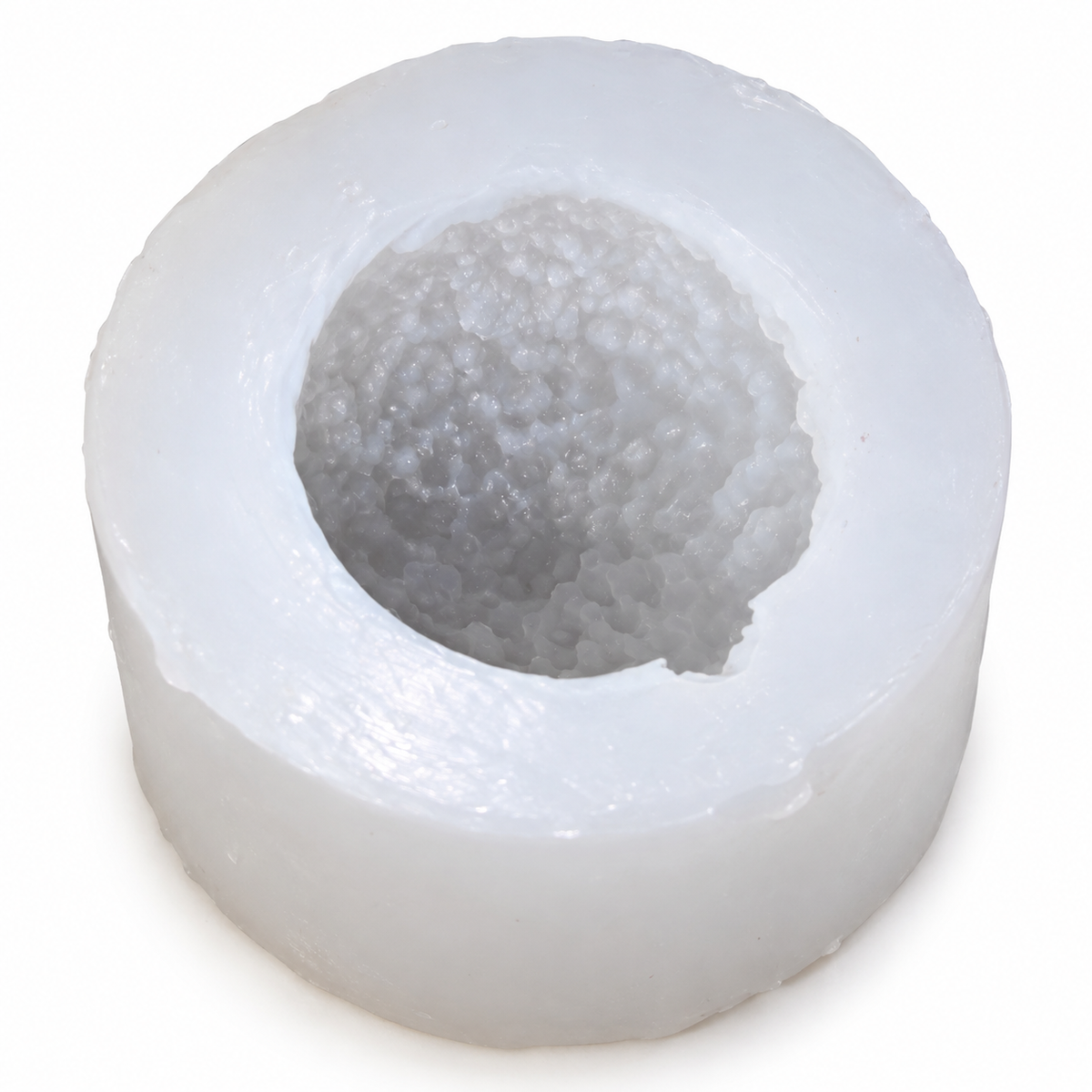 Single-cavity motichoor laddu silicone candle mould with detailed boondi texture