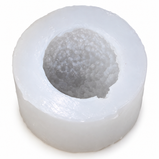 Single-cavity motichoor laddu silicone candle mould with detailed boondi texture