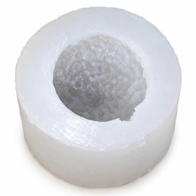 Single-cavity motichoor laddu silicone candle mould with detailed boondi texture