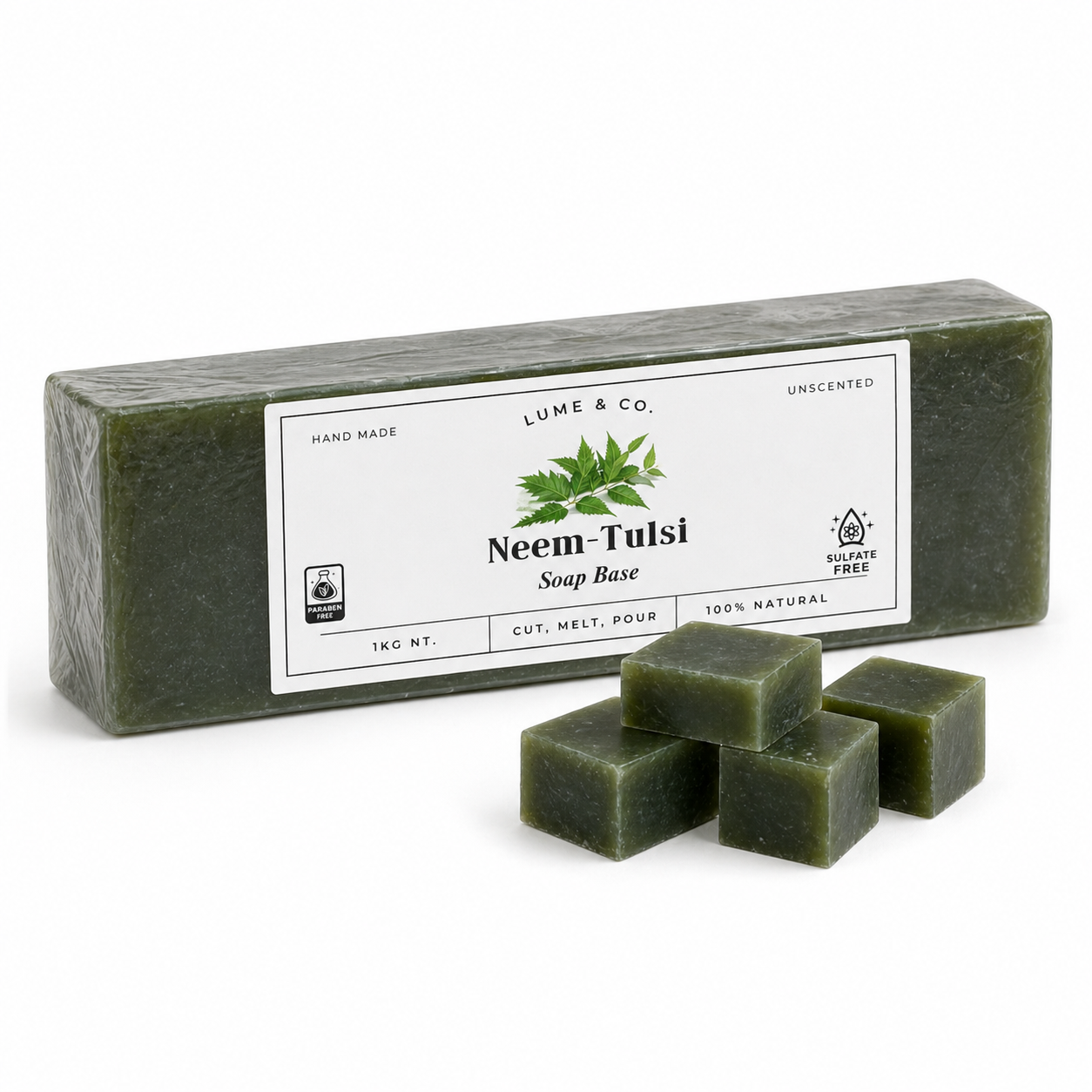 Neem Tulsi Soap Base 1kg | Melt & Pour Herbal Soap Base | DIY for Handmade Soaps | No SLS/SLES/Paraben