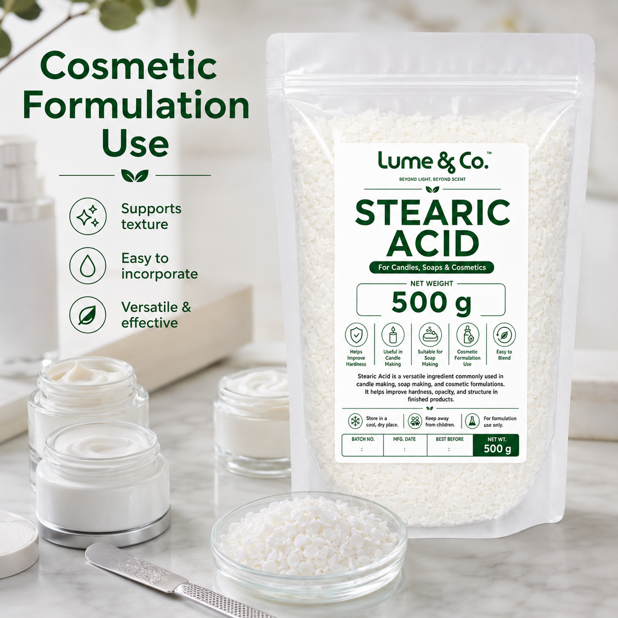 Stearic Acid 500g for Candles, Soaps & Cosmetics