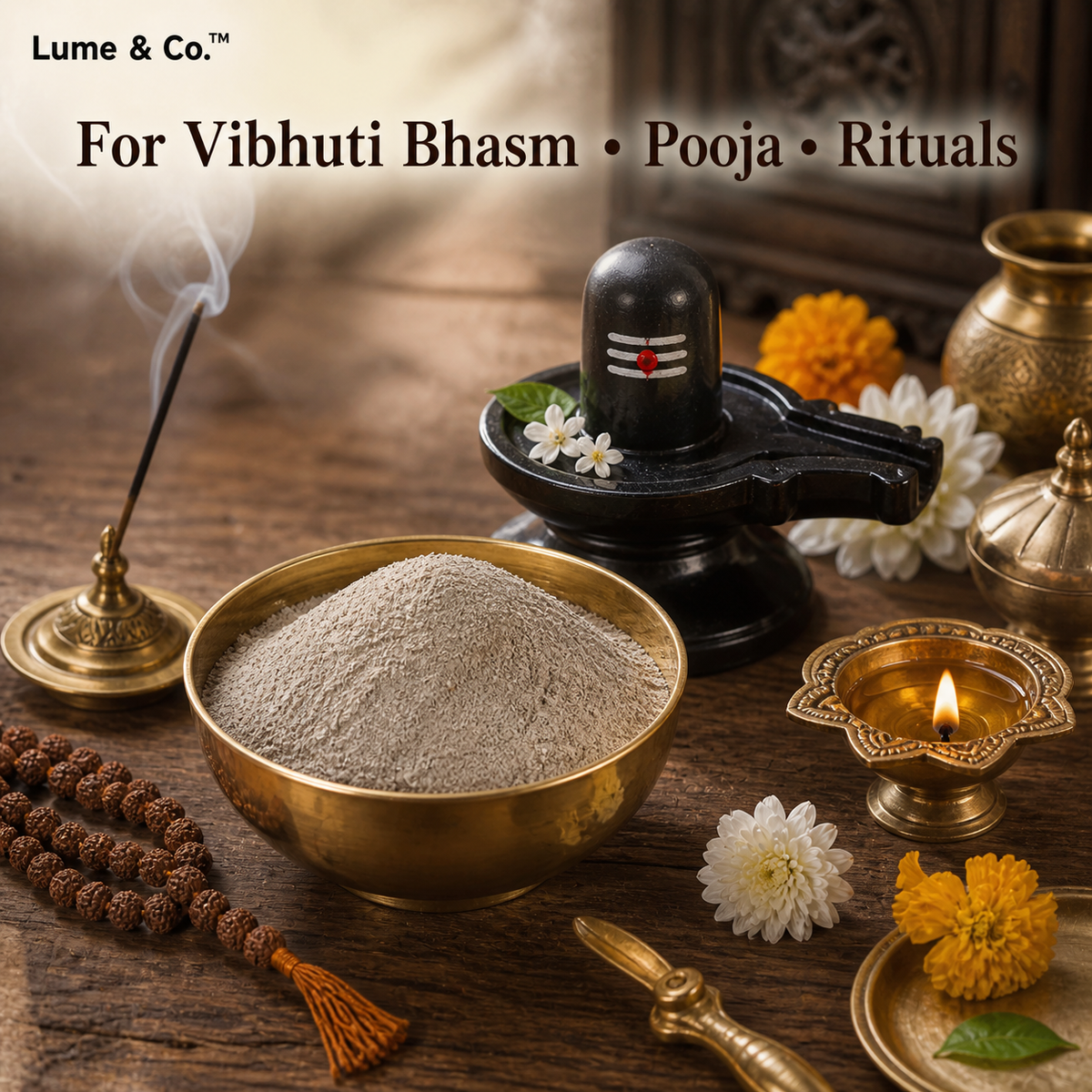 Natural Cow Dung Ash Powder for Vibhuti Bhasm, Pooja, Rituals, Gardening & Utensil Cleaning