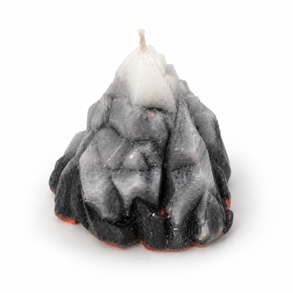 Textured black and gray candle on a white background