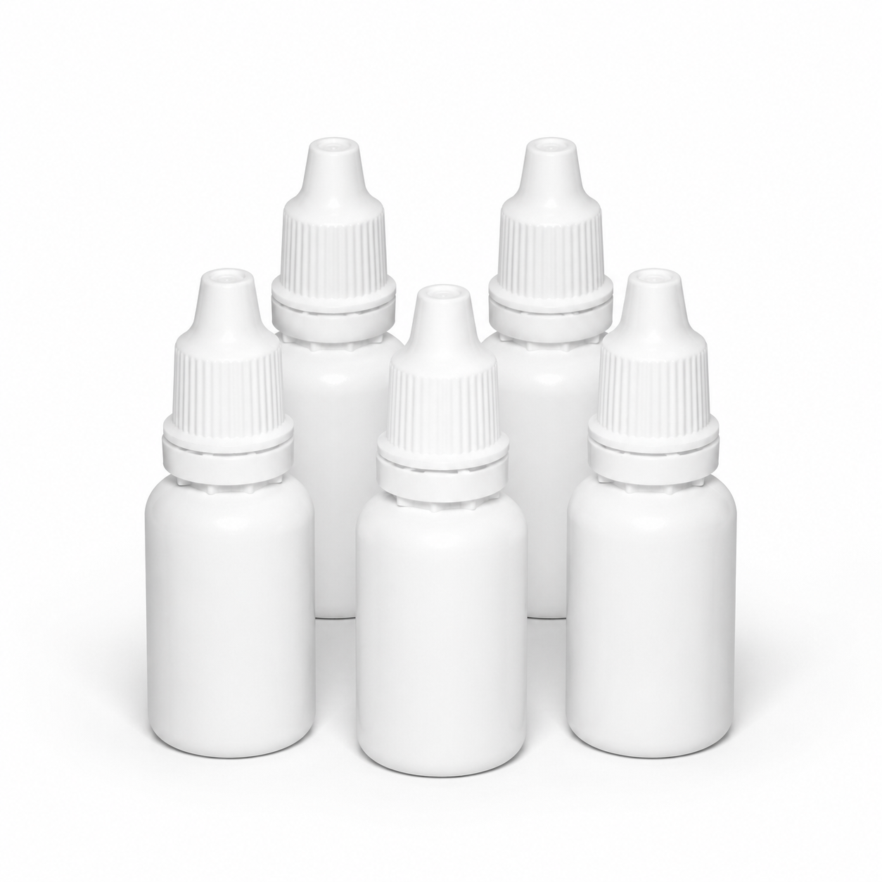 15ml HDPE Dropper Bottles with Plug & Cap – White, Food Grade Plastic | For oil, color, liquid storage