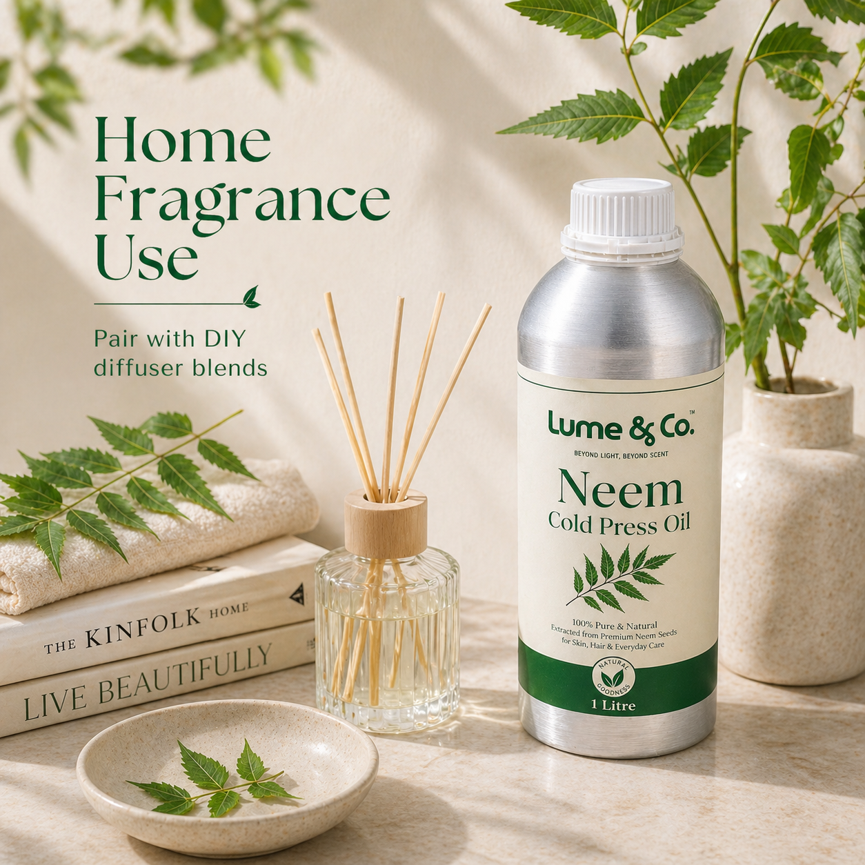 Lume & Co. 100 Natürliches kaltgepresstes Neemöl | Pures natürliches Neemöl für Haut, Haar, Seife & DIY-Formulierungen