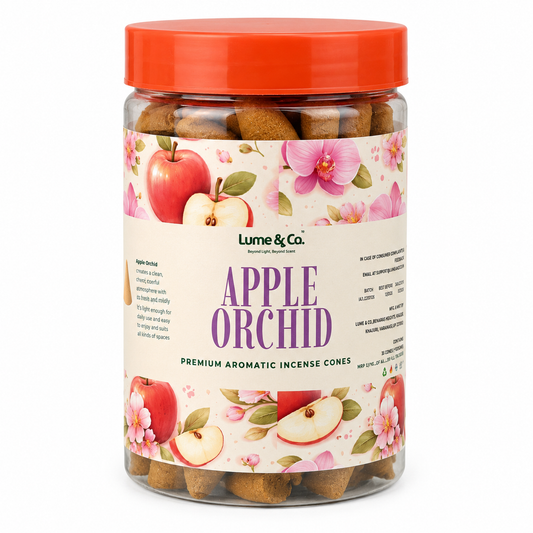 Apple Orchid Dhoop Cones Jar | Fruity Floral Incense Cones for Pooja, Meditation & Home Fragrance | Lume & Co.
