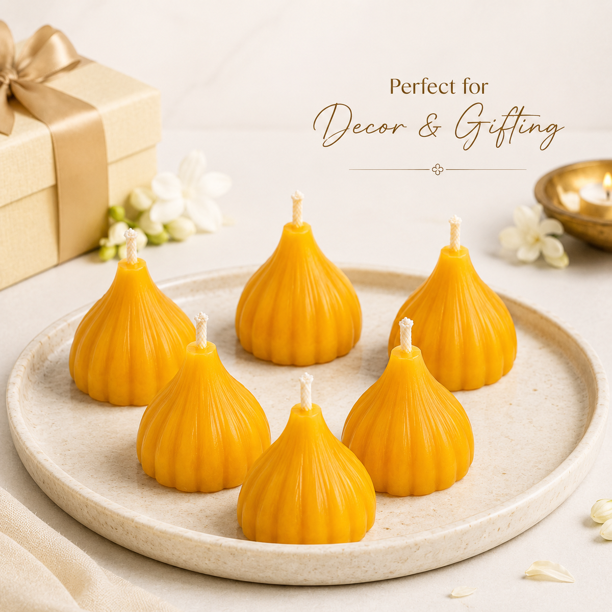 Beeswax Scented Modak Candles - Maharashtra Special by Lume & Co.