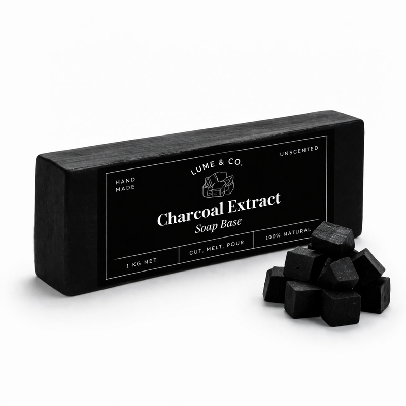 Lume & Co. Charcoal Soap Base 1kg - Premium Activated Charcoal Melt & Pour Base for Handmade Soap Making
