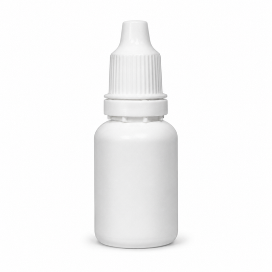 15ml HDPE Dropper Bottles with Plug & Cap – White, Food Grade Plastic | For oil, color, liquid storage