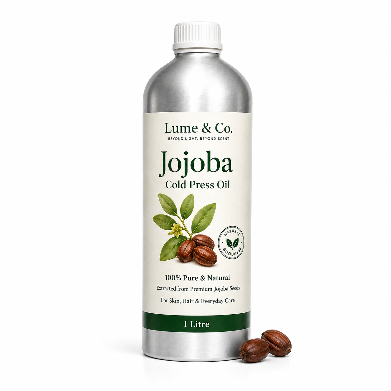 Lume & Co. 100% Natural Jojoba Cold Pressed Oil | Pure Natural Jojoba Oil for Skin, Hair, Soap & DIY Formulations