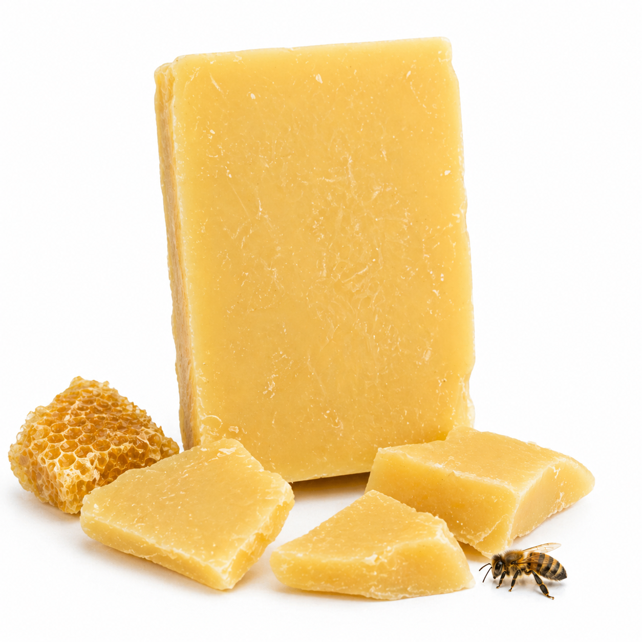 Reines Bienenwachs als Block & Stücke für Kerzenherstellung, Balsame & DIY-Basteleien