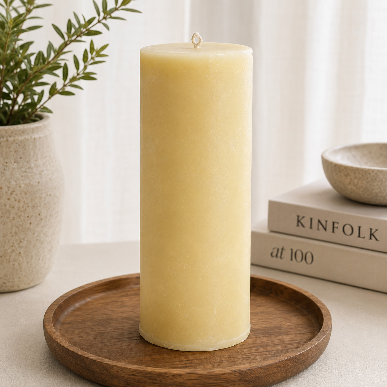 Luxury Ivory Natural Beeswax Pillar Candle | 4×12 Inch | Long Burn upto 280 hrs |
