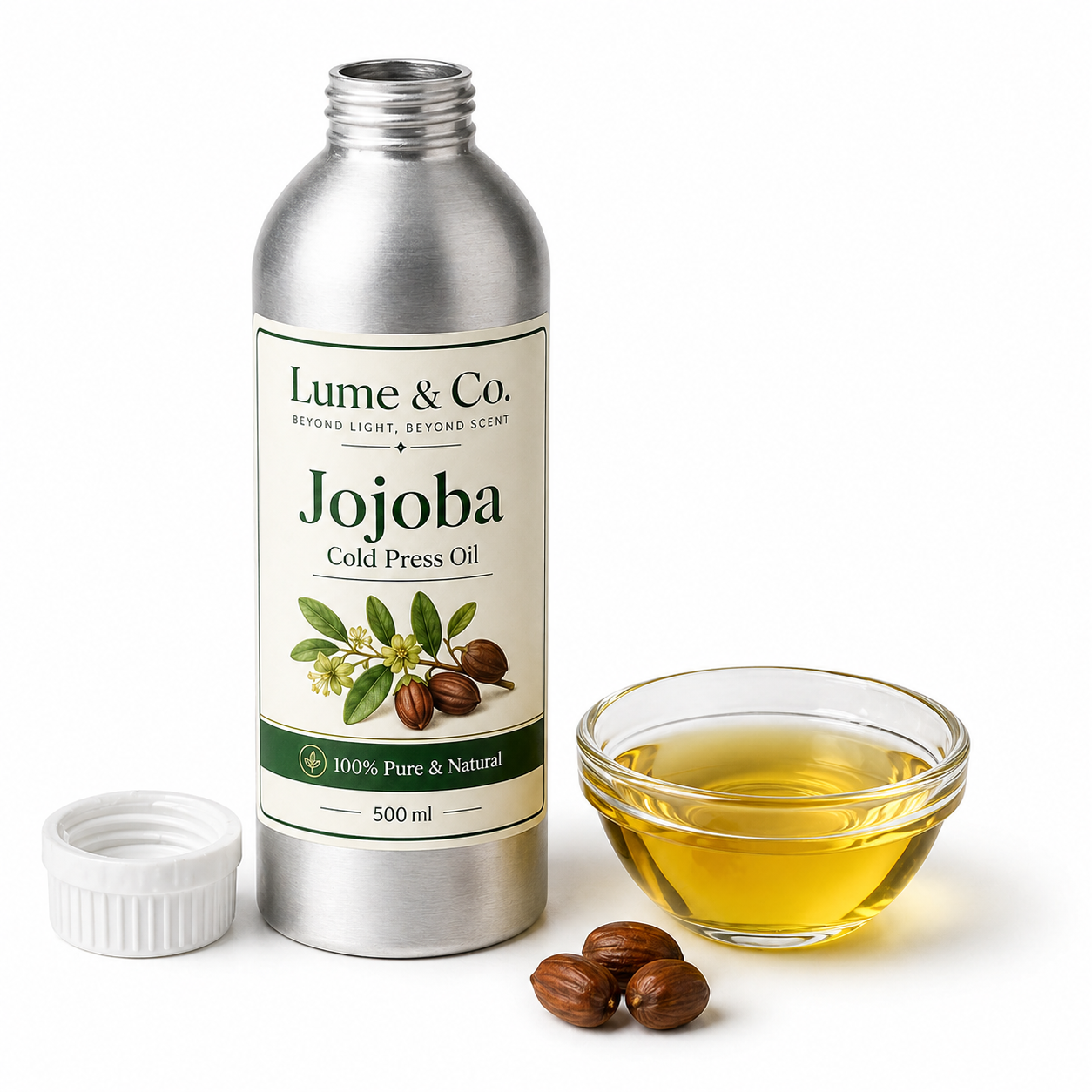 Lume & Co. 100% Natural Jojoba Cold Pressed Oil | Pure Natural Jojoba Oil for Skin, Hair, Soap & DIY Formulations