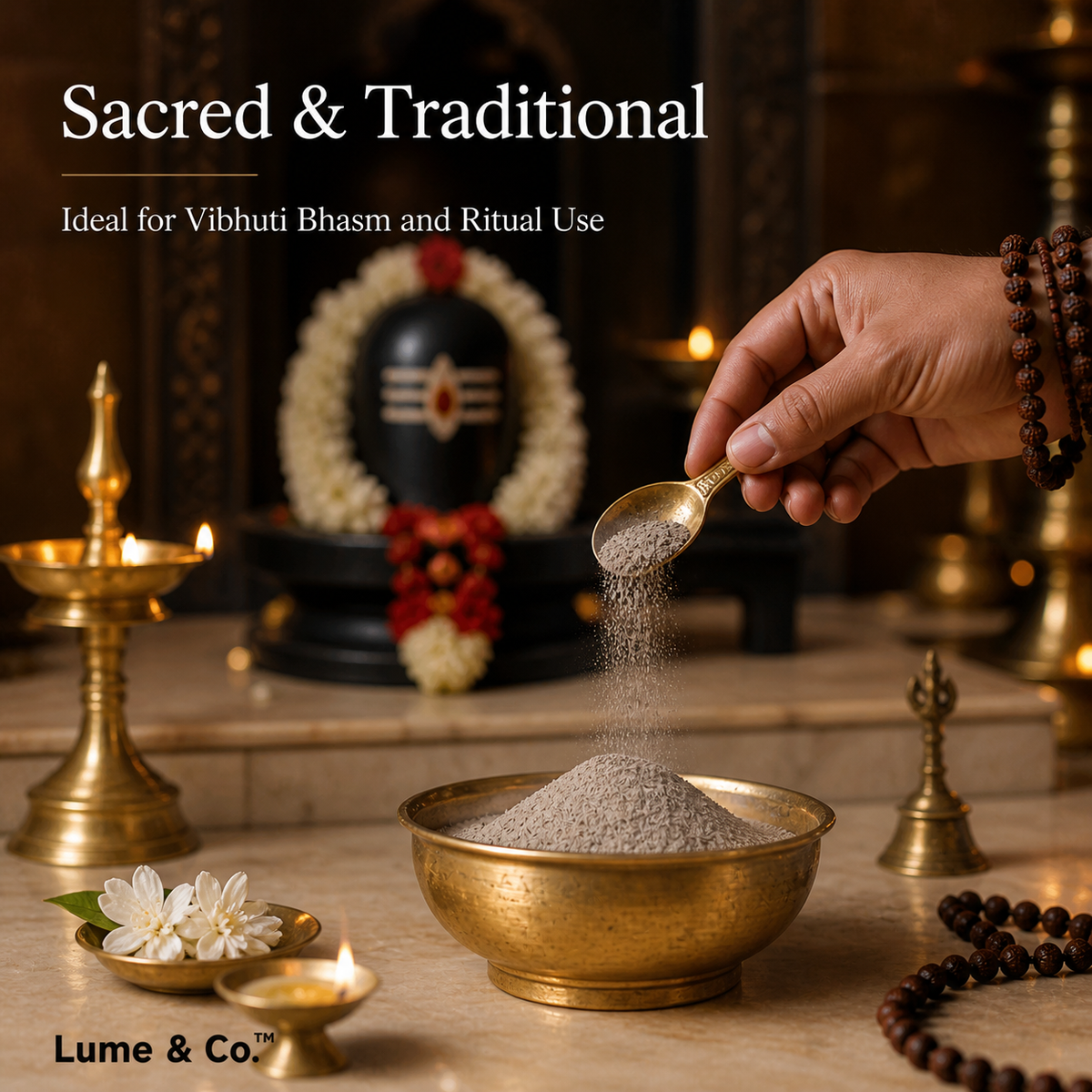Natural Cow Dung Ash Powder for Vibhuti Bhasm, Pooja, Rituals, Gardening & Utensil Cleaning