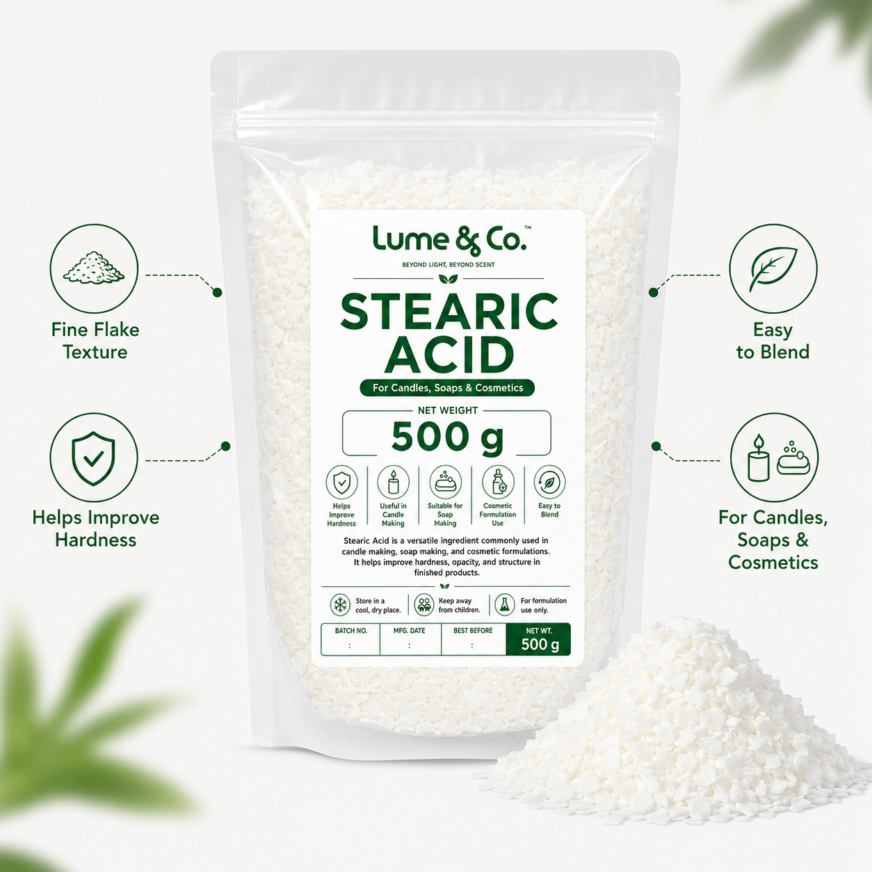 Stearic Acid 500g for Candles, Soaps & Cosmetics