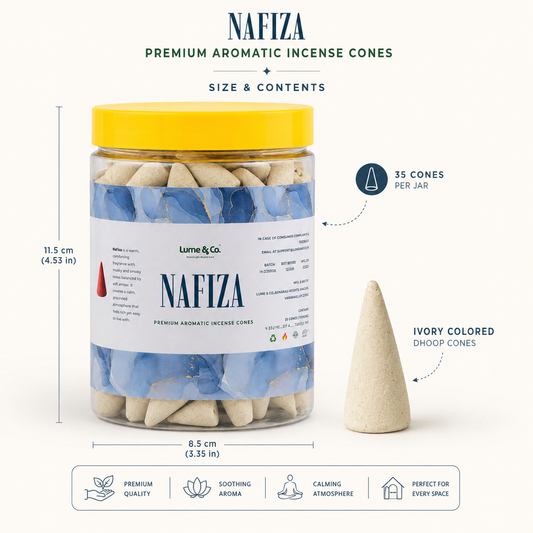 Nafiza Premium Dhoop Cones Jar | Smoky Musk & Floral Incense Cones for Pooja, Meditation & Home Fragrance | Lume & Co.™