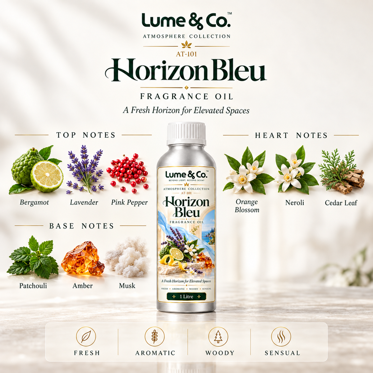 Horizon Bleu fragrance oil bergamot lavender neroli amber notes