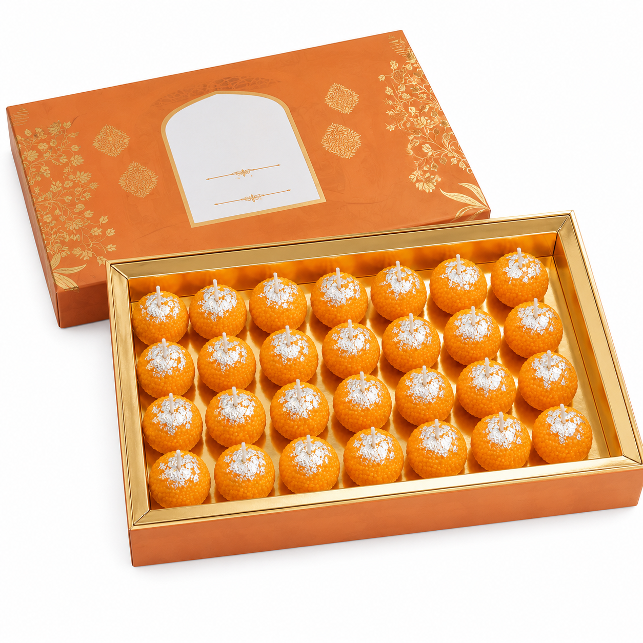 Scented Motichoor Ladoo Candle Gift Box | Premium Laddu-Shaped Decorative Candles for Diwali, Pooja, Wedding & Hamper Gifts