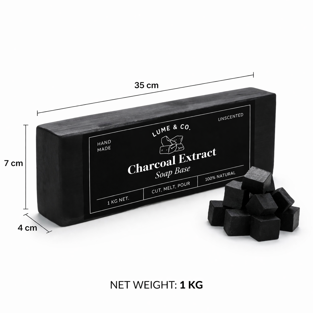 Lume & Co. Charcoal Soap Base 1kg - Premium Activated Charcoal Melt & Pour Base for Handmade Soap Making