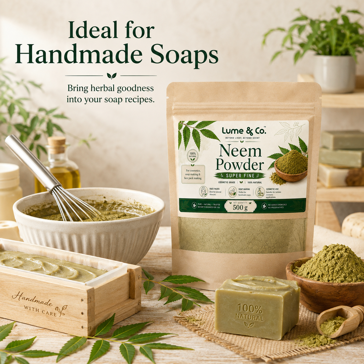 Natural Neem Fully Refined Powder 500gms - Cosmetic Grade fir Soaps, Hair, Skin DIY