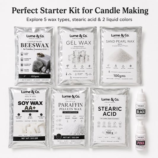 Candle Wax Trial Pack for Beginners – 5 Waxes + Stearic Acid + 2 Colours