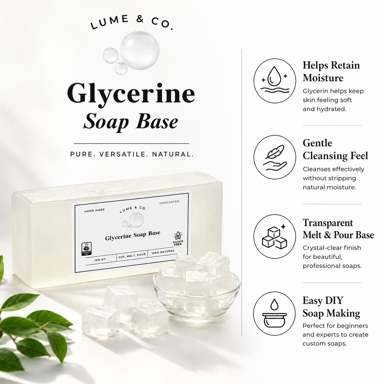 Glycerine Soap Base 1kg – Clear Melt & Pour Base for Handmade Soaps