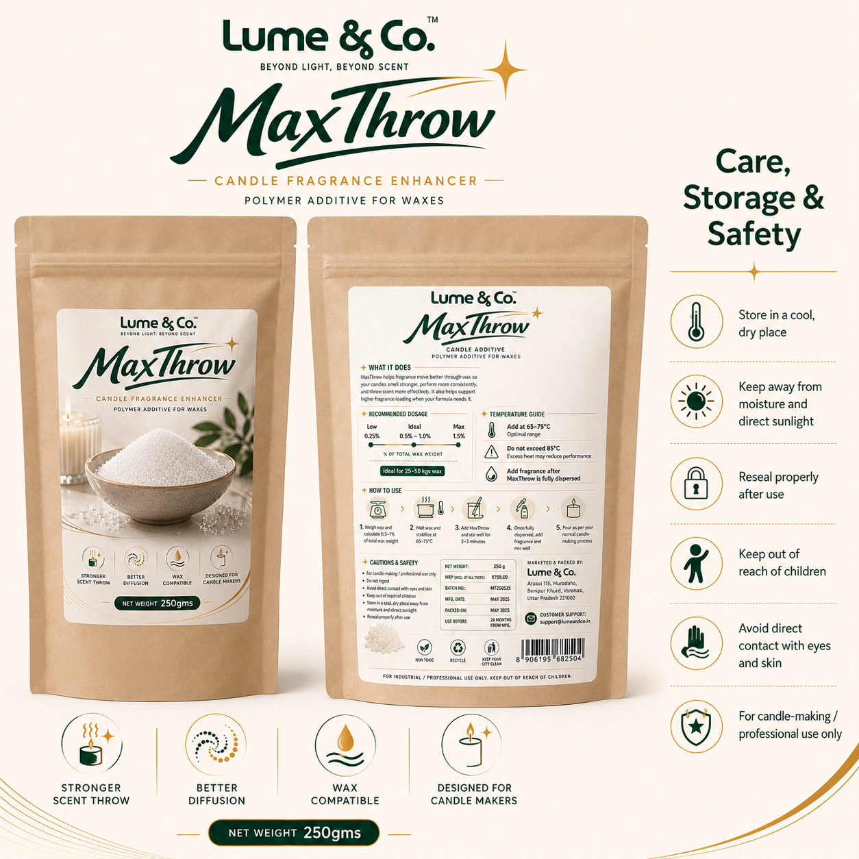 MaxThrow Candle Fragrance & Load Enhancer – 250gms Pack