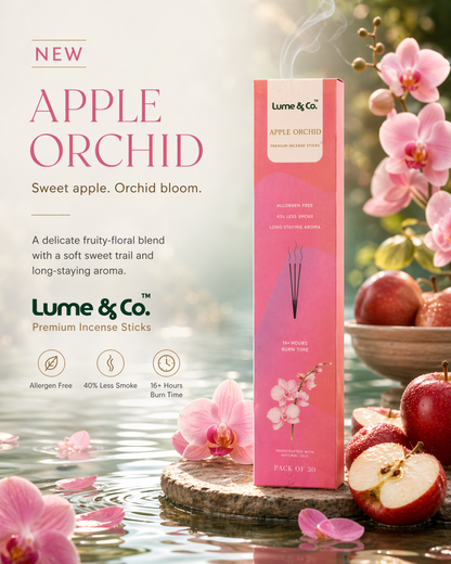 Apple Orchid Incense Sticks - Pack of 30 by Lume & Co. | incense for home fragrance, product image 6 of 6