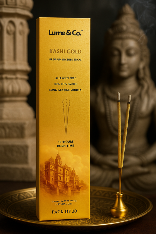 Kashi Gold Incense Sticks – Sacred Floral Scent Inspired by Varanasi Ghats | Premium Long-Burn Agarbatti – 30 Pack