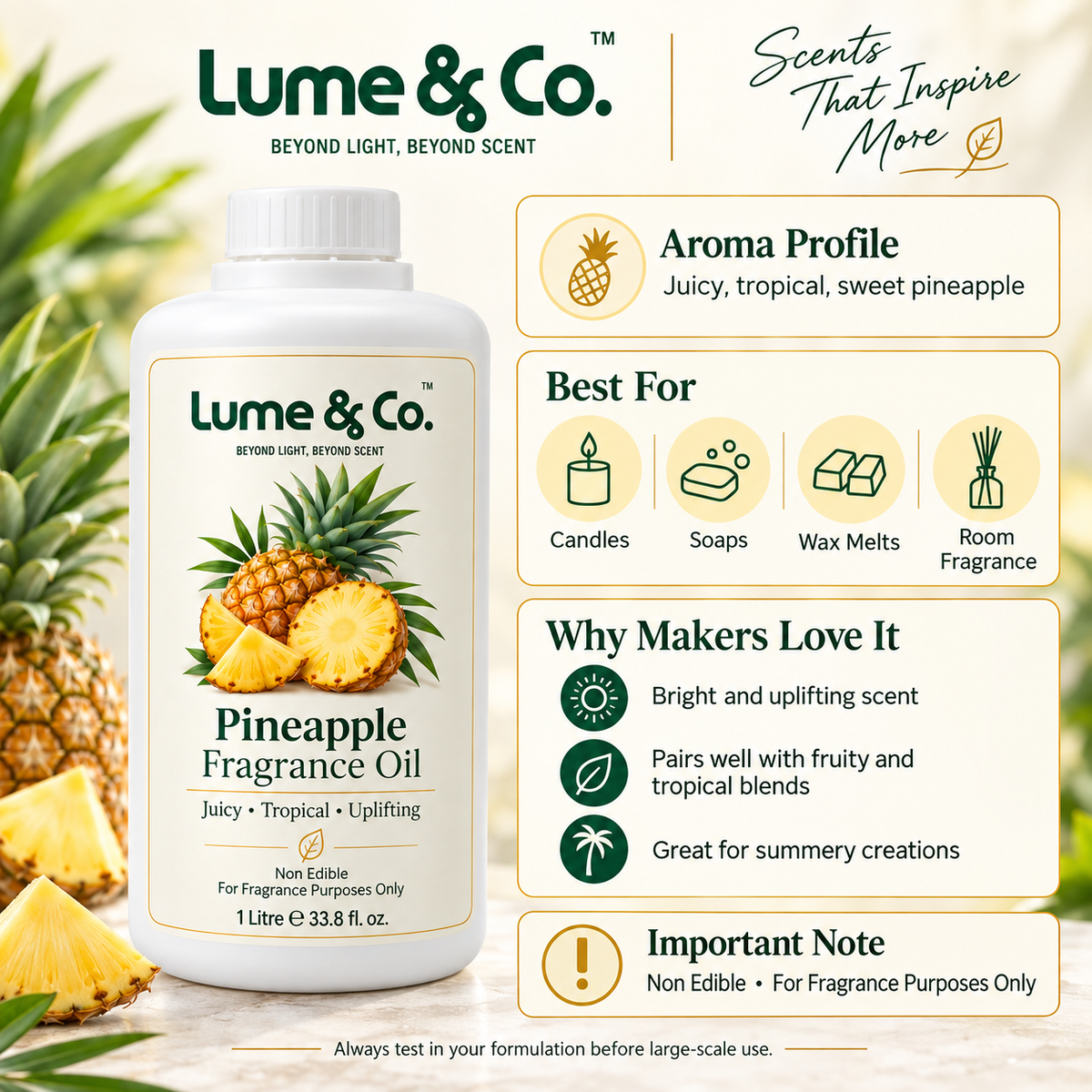 Pineapple Fragrance Oil for Candles, Soaps, Perfumes & Diffusers